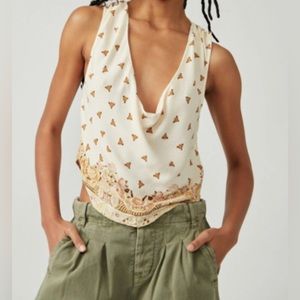 Free People Silas Printed CowlNeck Tank Top